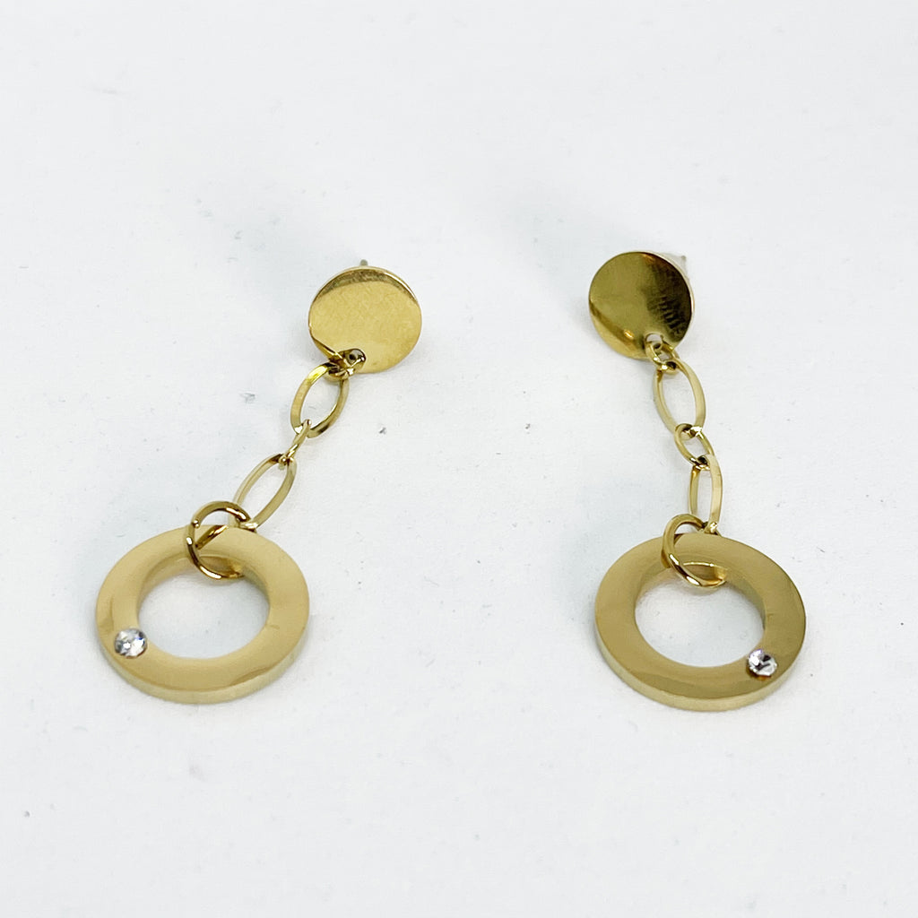 Boucles d'oreilles Chaîne Cercles Cristaux