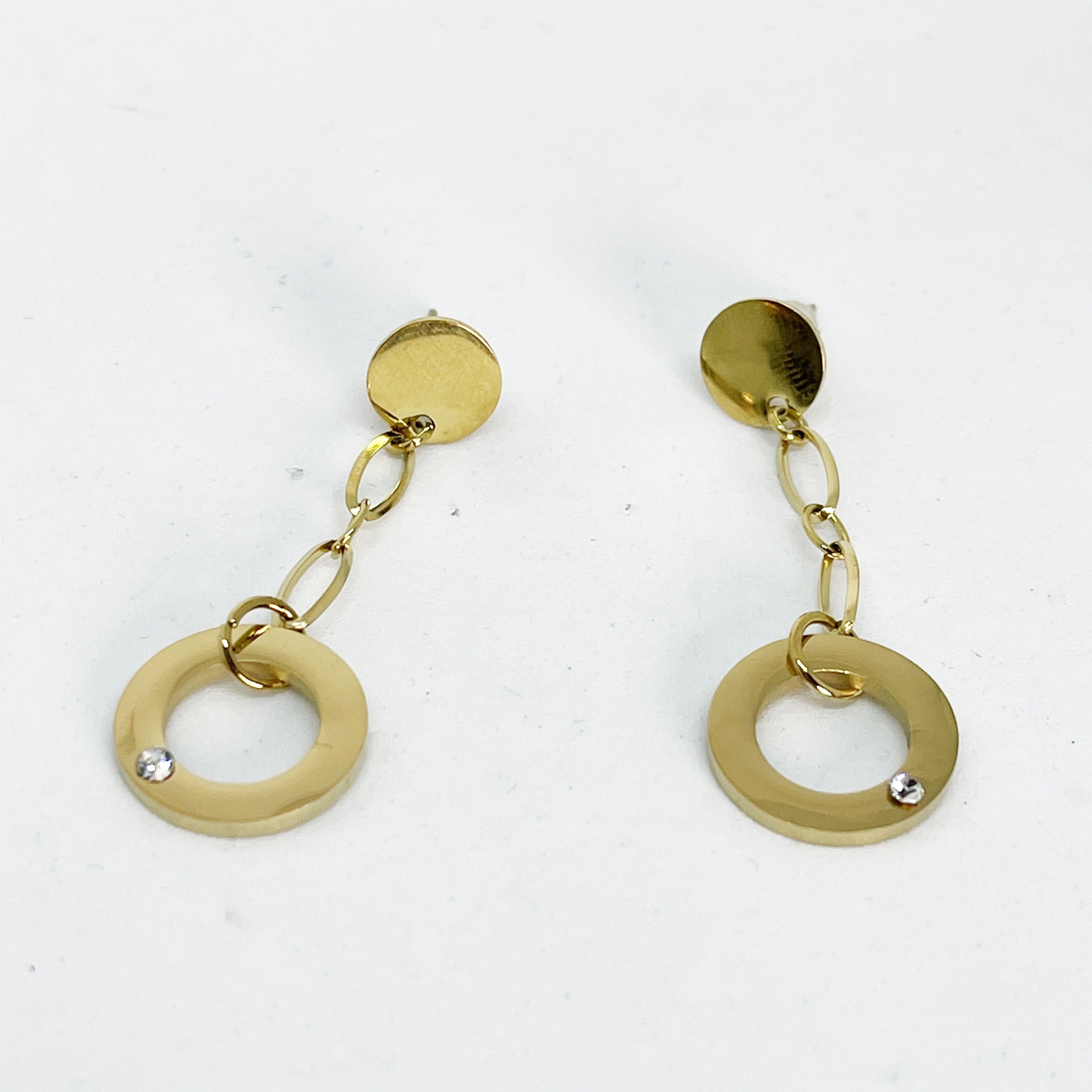 Boucles d'oreilles Chaîne Cercles Cristaux