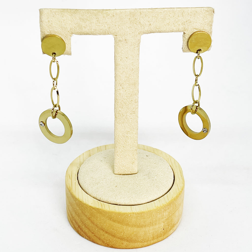 Boucles d'oreilles Chaîne Cercles Cristaux