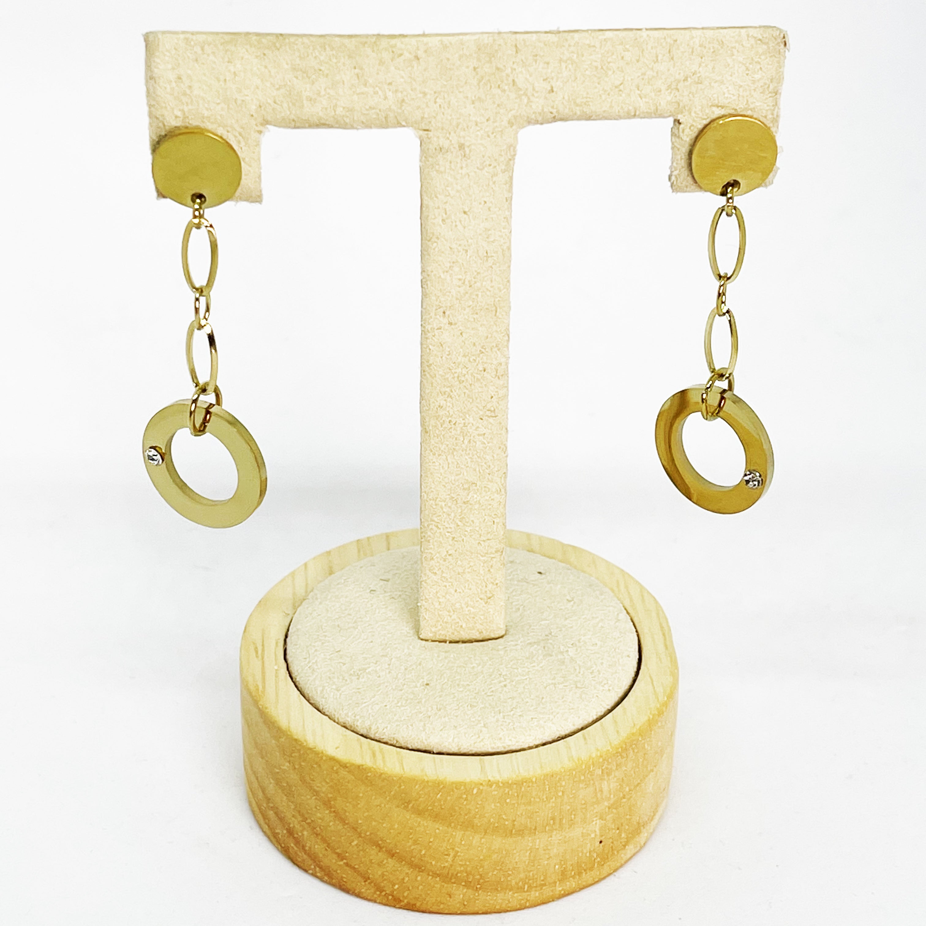 Boucles d'oreilles Chaîne Cercles Cristaux