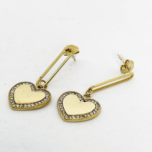 Boucles d'oreilles Chaîne Coeur Cristaux