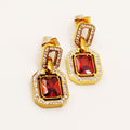 Boucles d'oreilles Chaîne Cubique Cristal Rouge Luxe