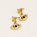 Boucles d'oreilles Chaîne Double Yeux et Gouttes Bleues Luxe