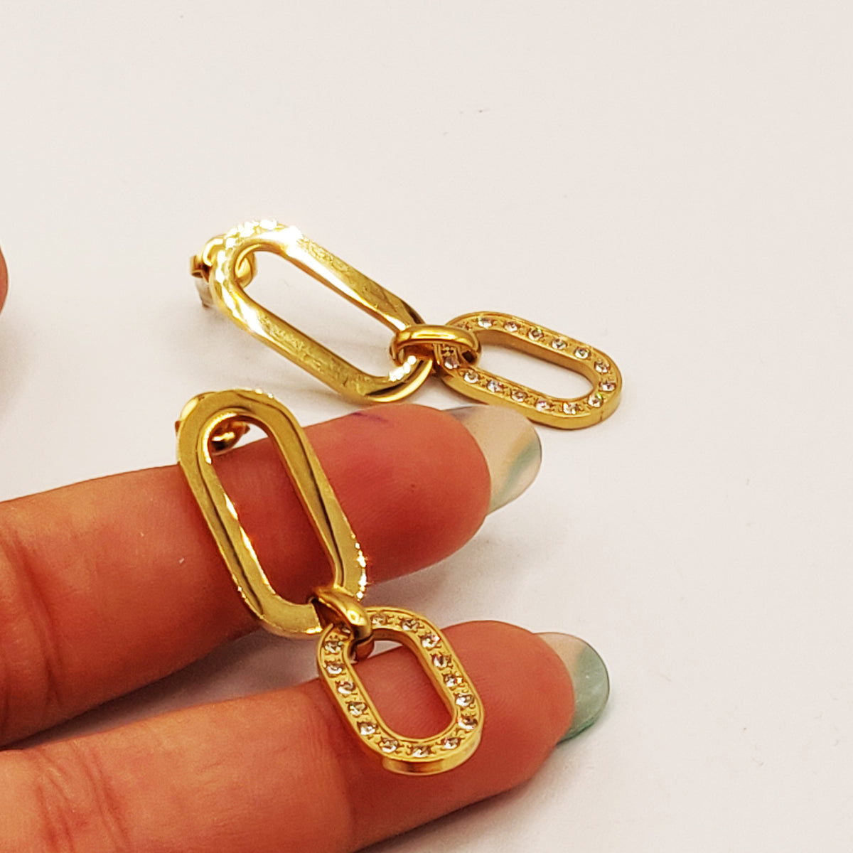 Boucles d'oreilles Chaîne Maillon Cristaux Luxe