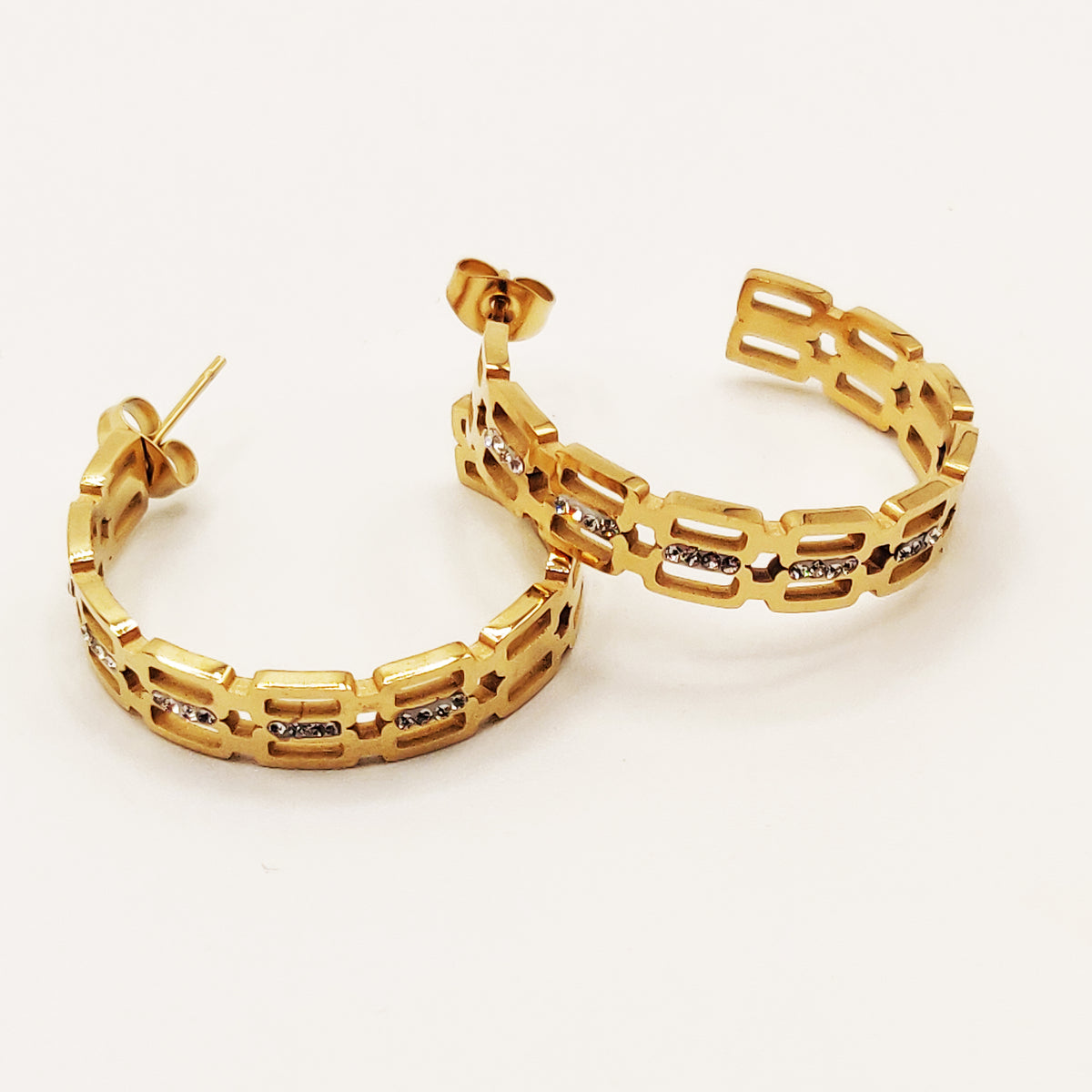 Boucles d'oreilles Chaînes Carrées Luxe
