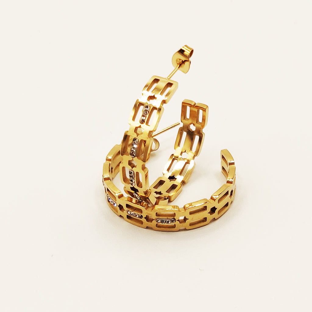 Boucles d'oreilles Chaînes Carrées Luxe