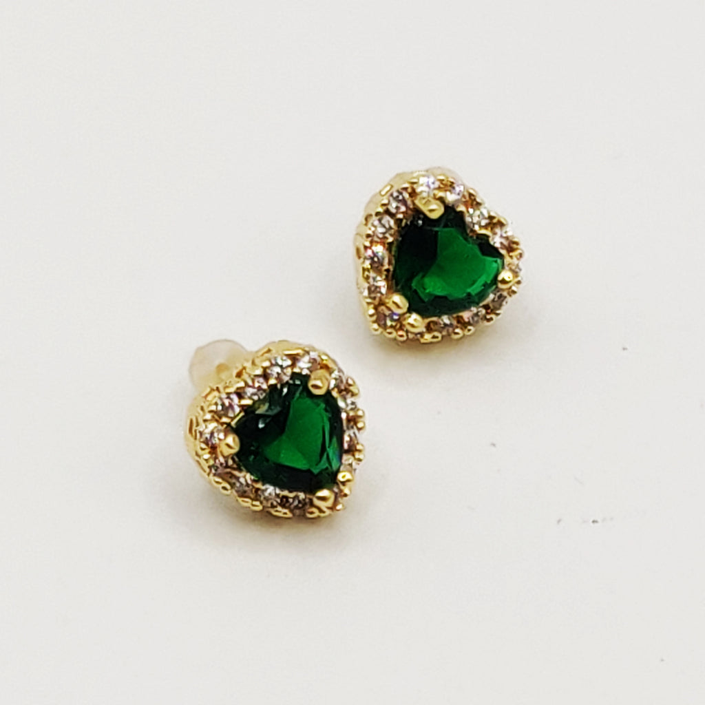 Boucles d'oreilles Coeur Cristal Vert Luxe