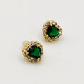 Boucles d'oreilles Coeur Cristal Vert Luxe