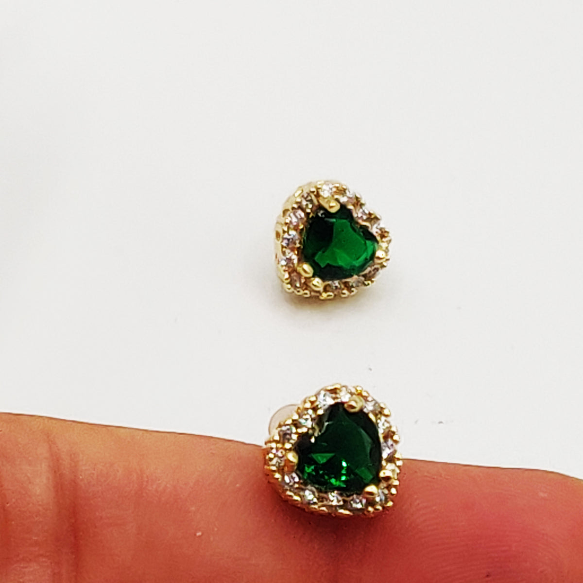 Boucles d'oreilles Coeur Cristal Vert Luxe