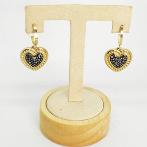 Boucles d'oreilles Coeur Cristaux Noirs