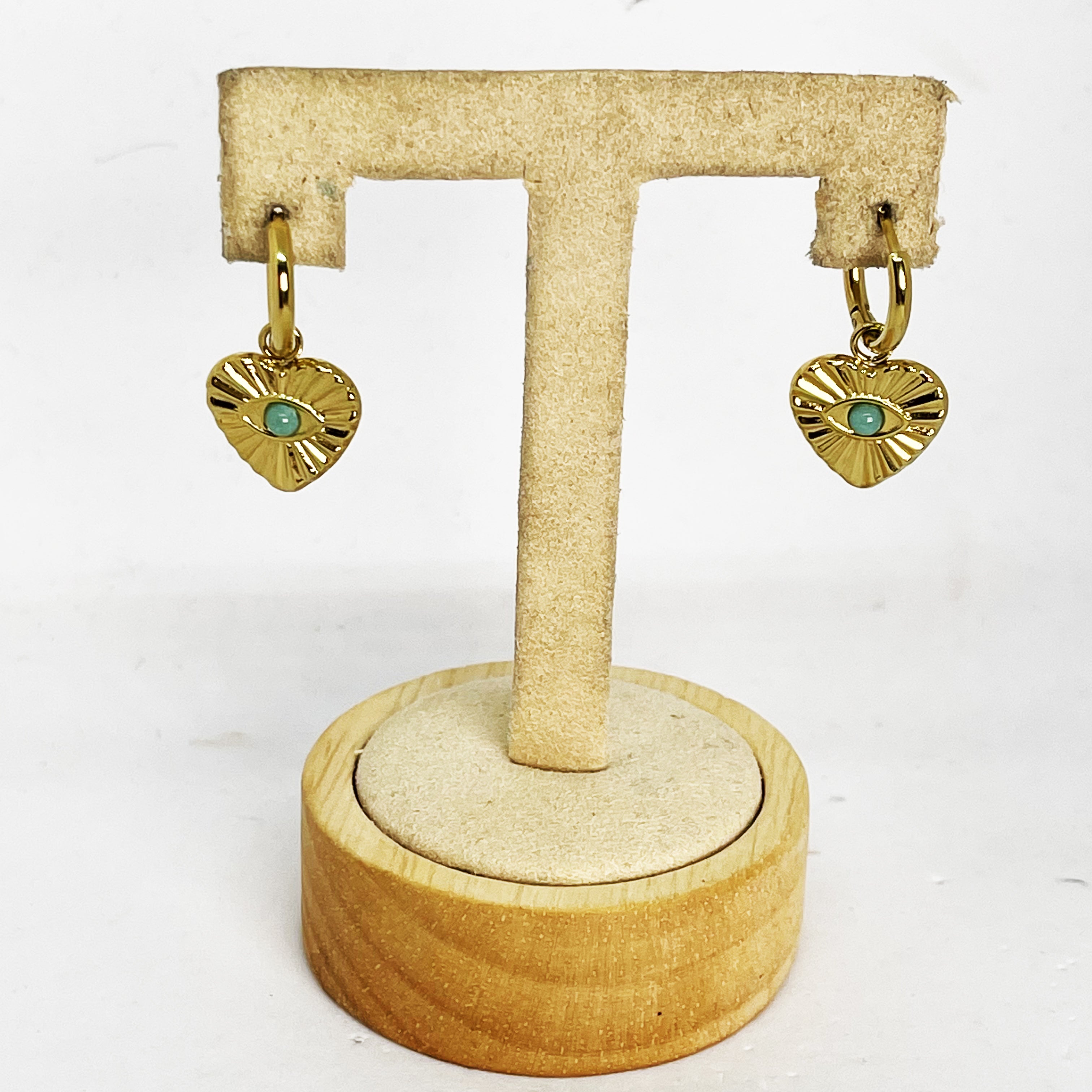 Boucles d'oreilles Coeur Oeil Bleu