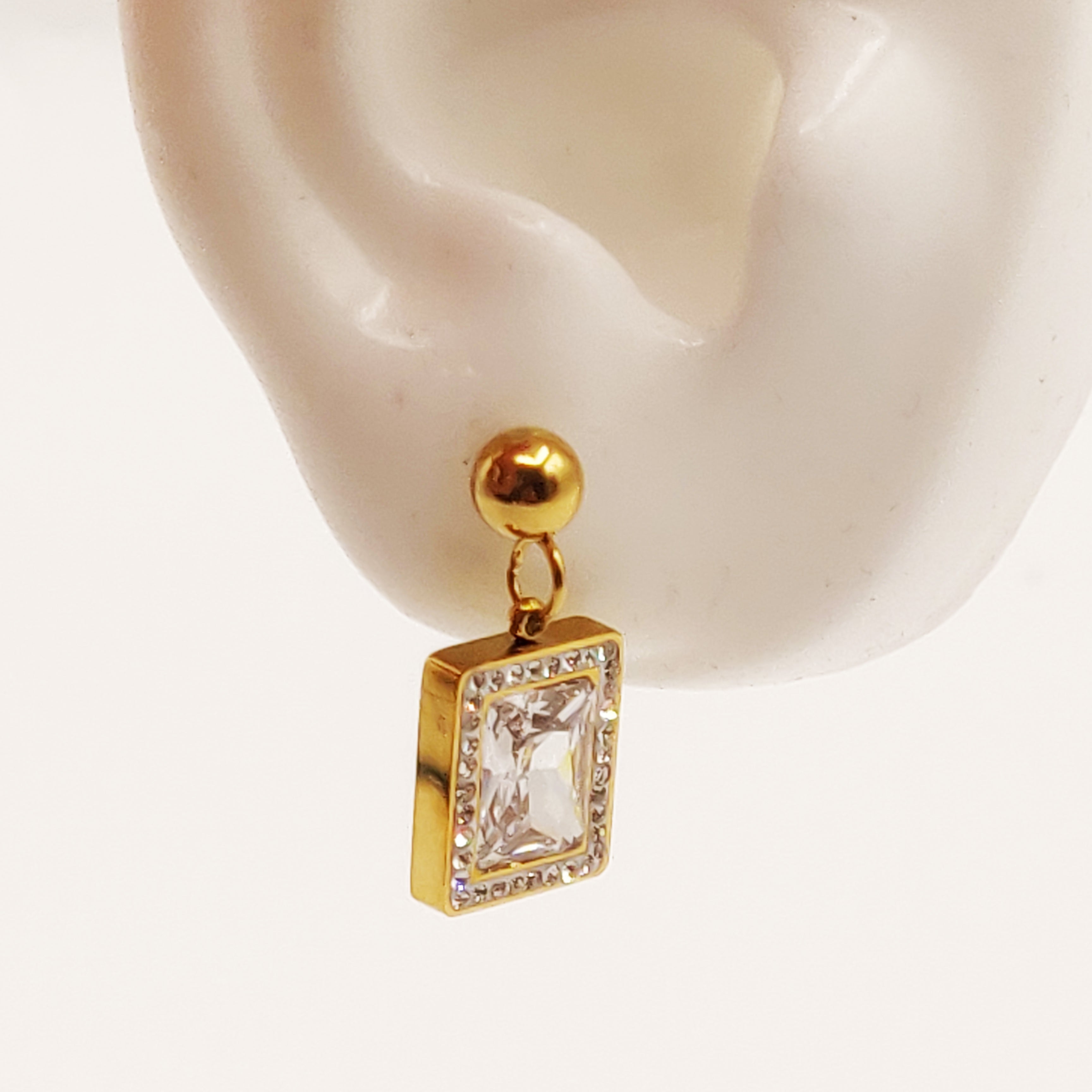 Boucles d'oreilles Cristal Carré Luxe