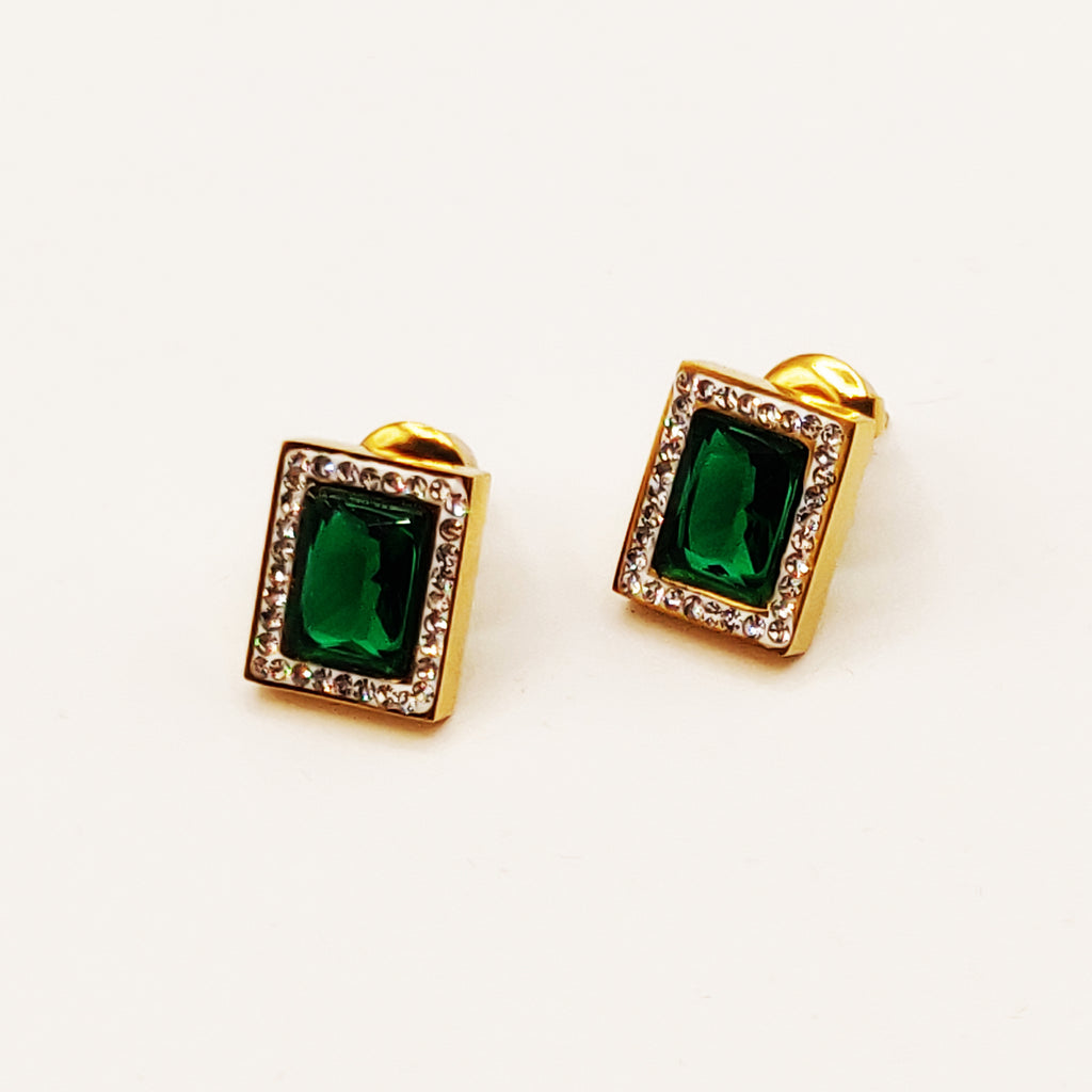 Boucles d'oreilles Cristaux Verts Luxe