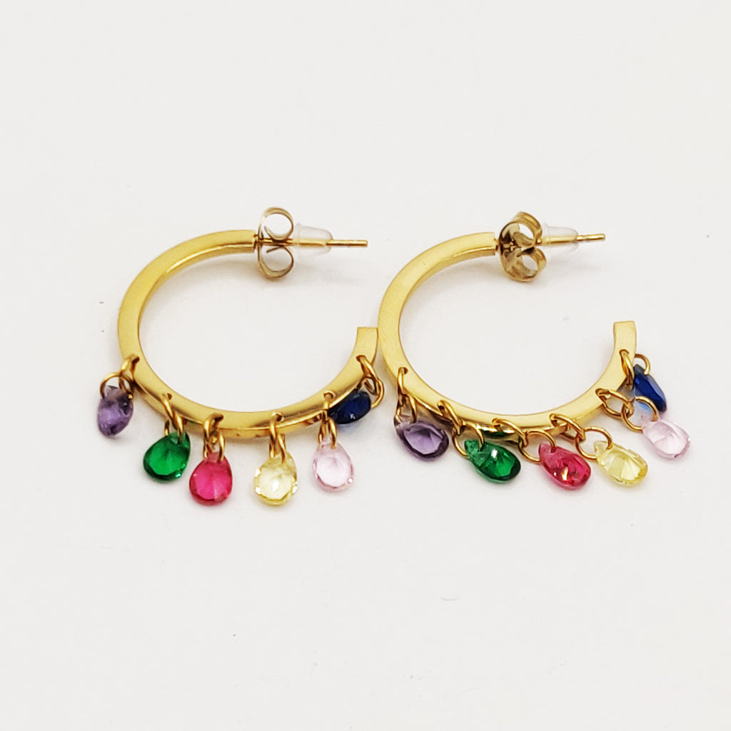 Boucles d'oreilles Cristaux Multicolores