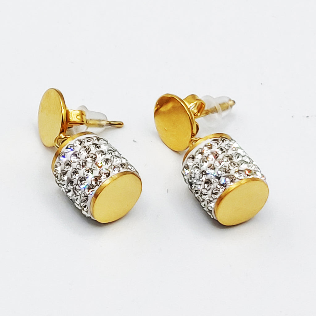 Boucles d'oreilles Cylindre Cristaux Luxe