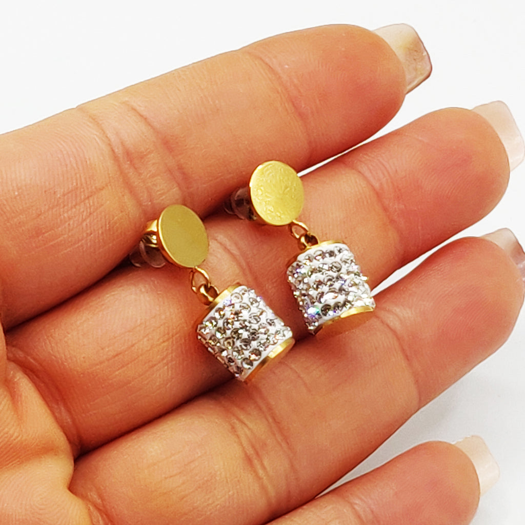 Boucles d'oreilles Cylindre Cristaux Luxe