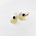Boucles d'oreilles Demi Cercles et Perles Noires