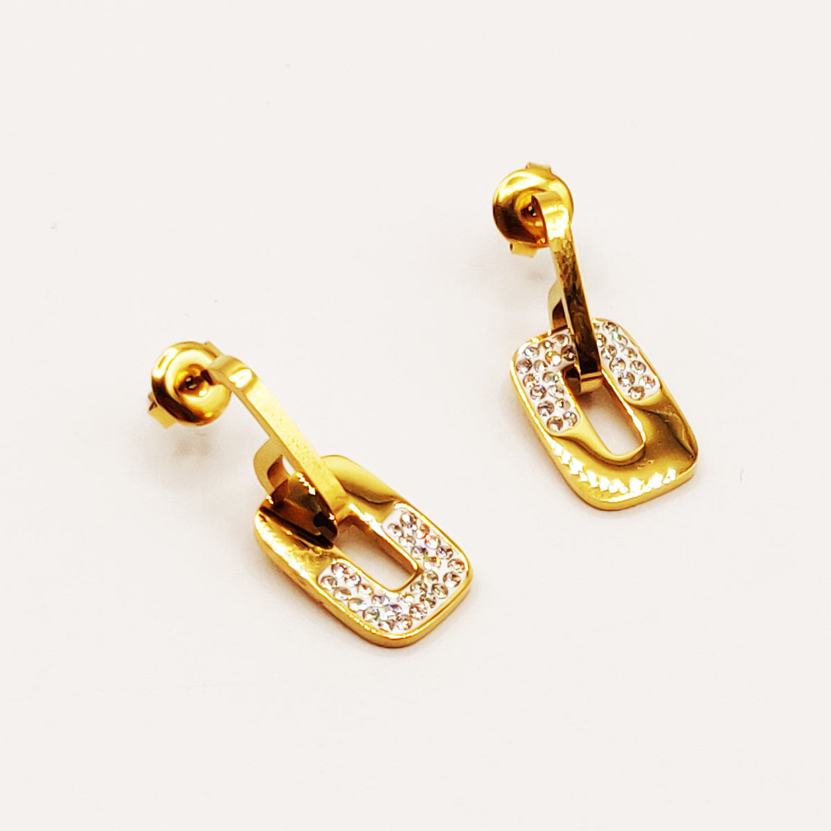 Boucles d'oreilles Demi Rectangles Cristaux