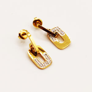 Boucles d'oreilles Demi Rectangles Cristaux