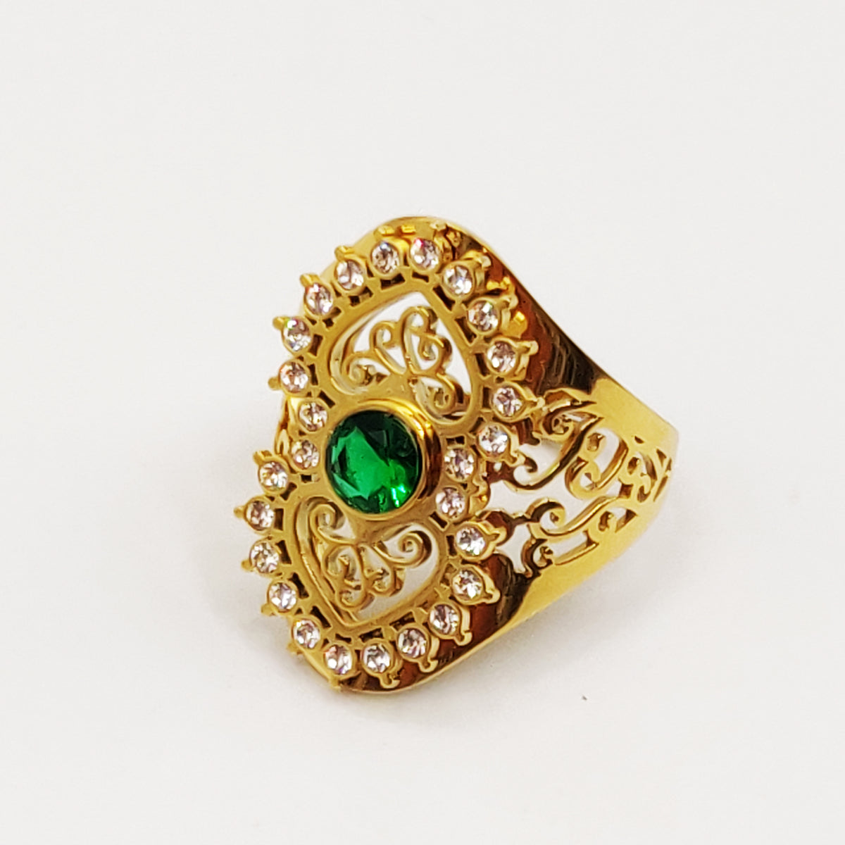 Bague Design Oriental Cristal Vert Luxe