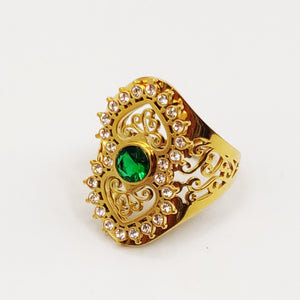 Bague Design Oriental Cristal Vert Luxe