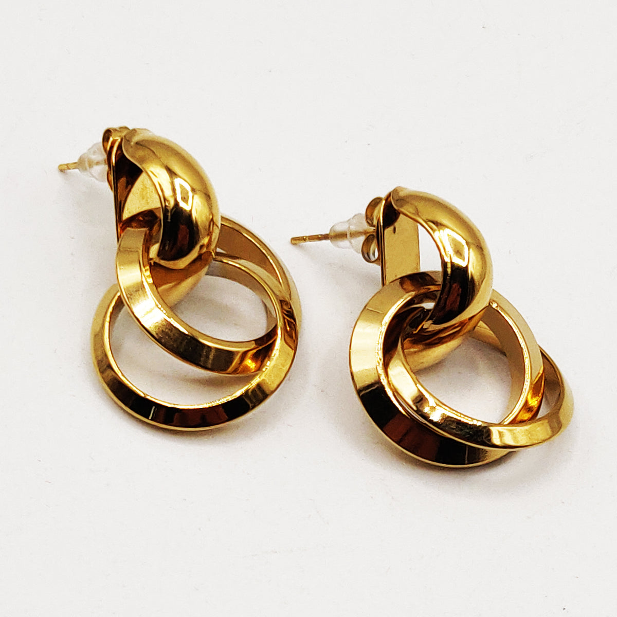 Boucles d'oreilles Double Anneaux Emmêlés Luxe