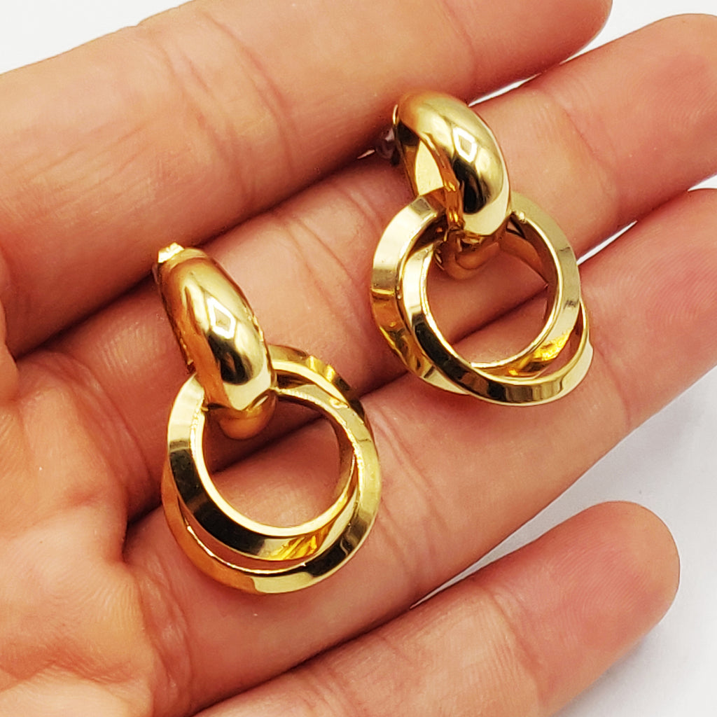 Boucles d'oreilles Double Anneaux Emmêlés Luxe