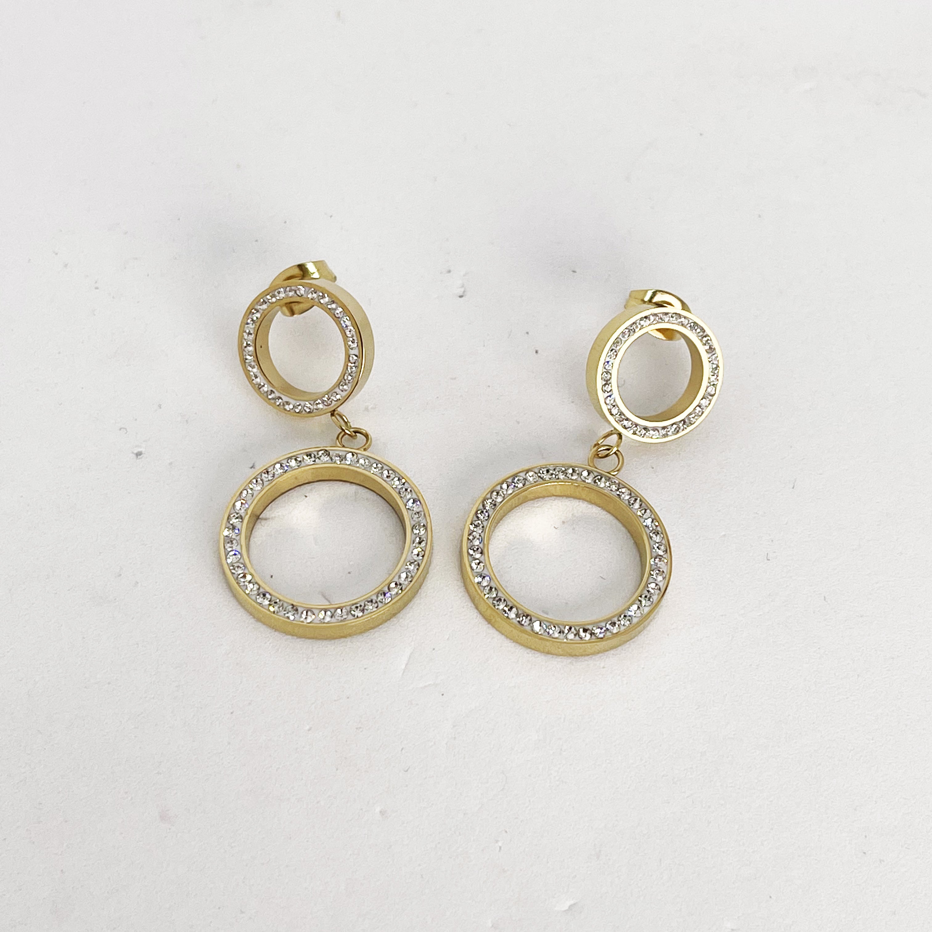 Boucles d'oreilles Double Cercles Cristaux