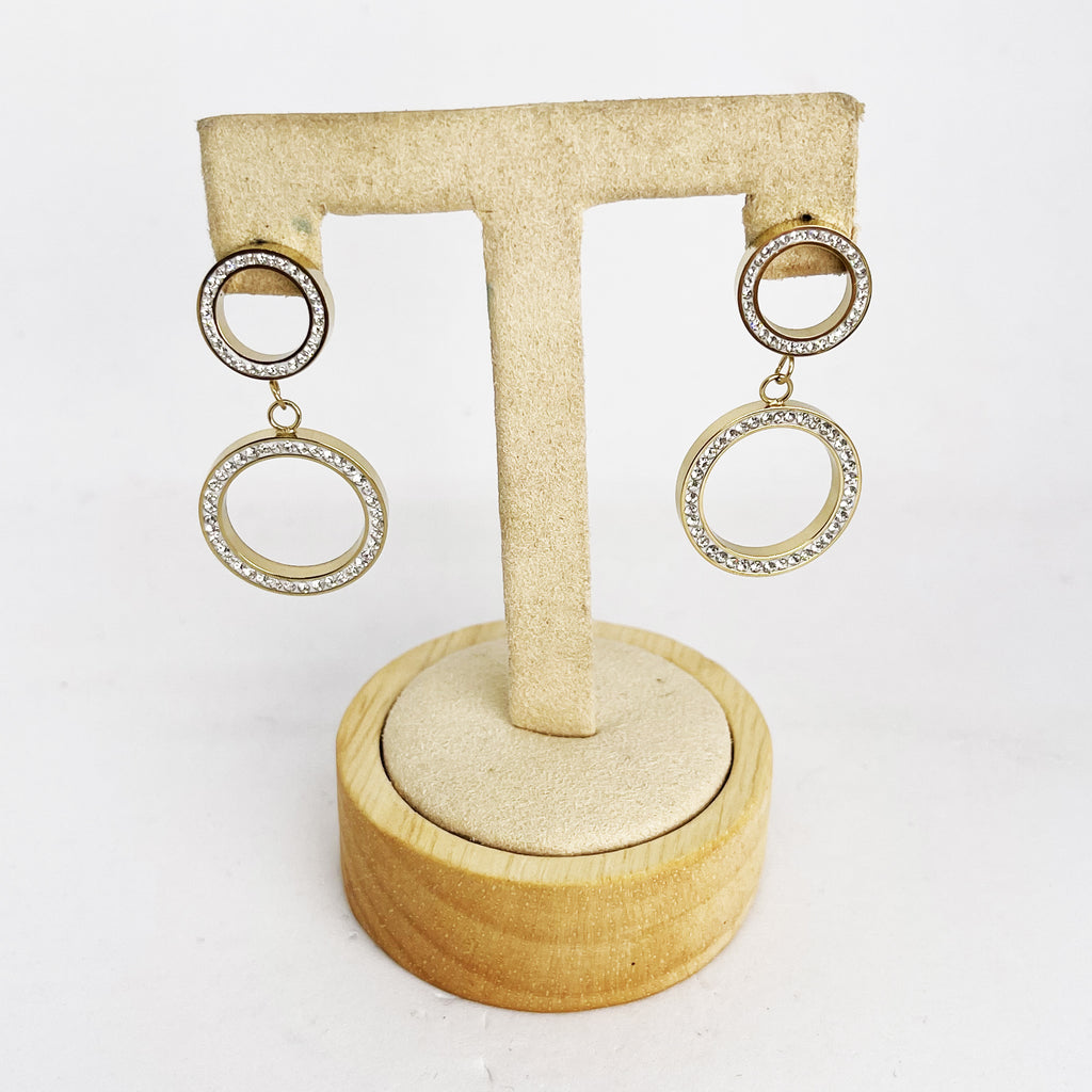 Boucles d'oreilles Double Cercles Cristaux