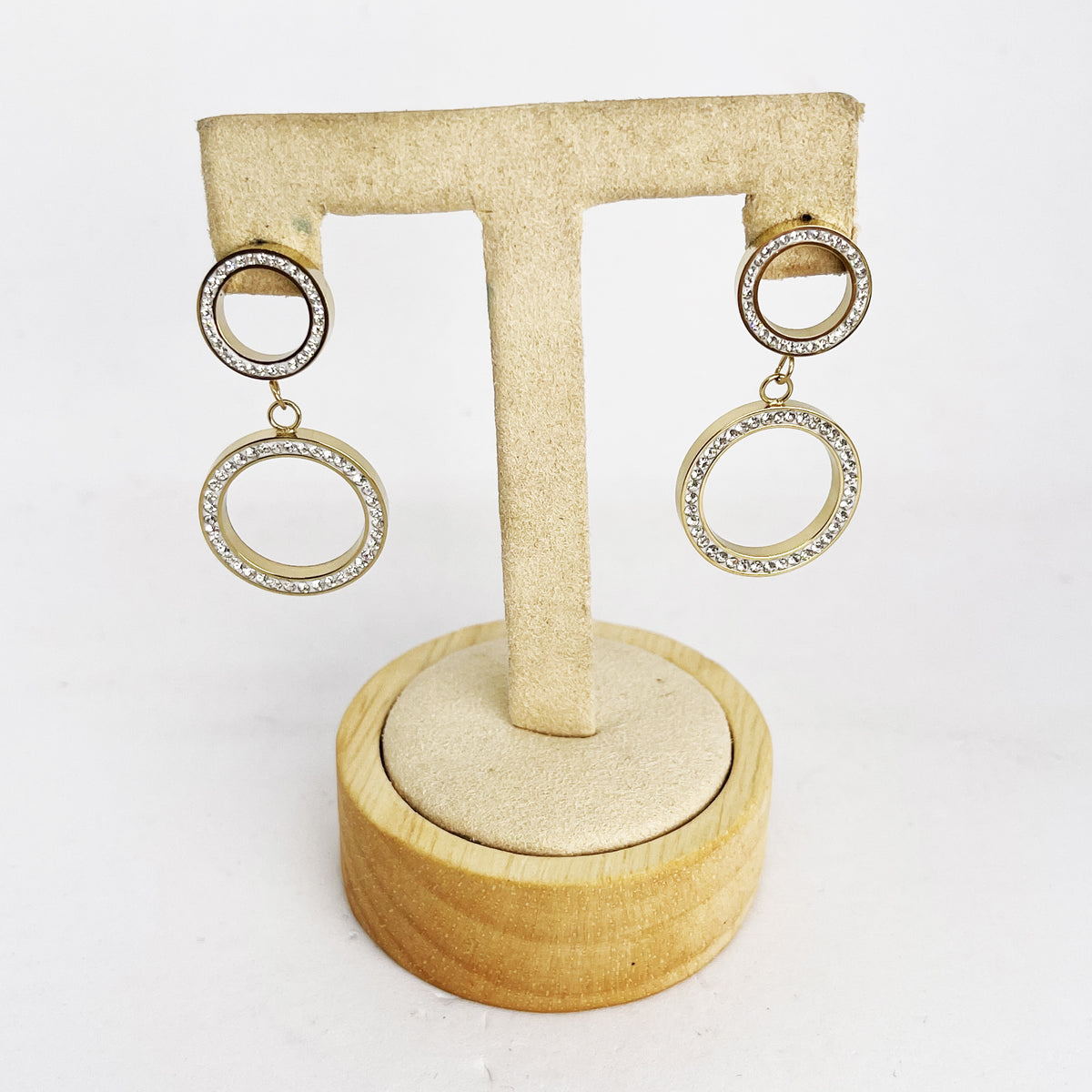 Boucles d'oreilles Double Cercles Cristaux
