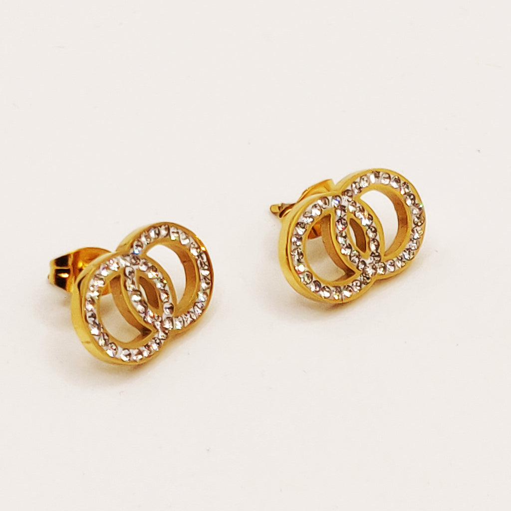 Boucles d'oreilles Double Cercles Croisés Luxe