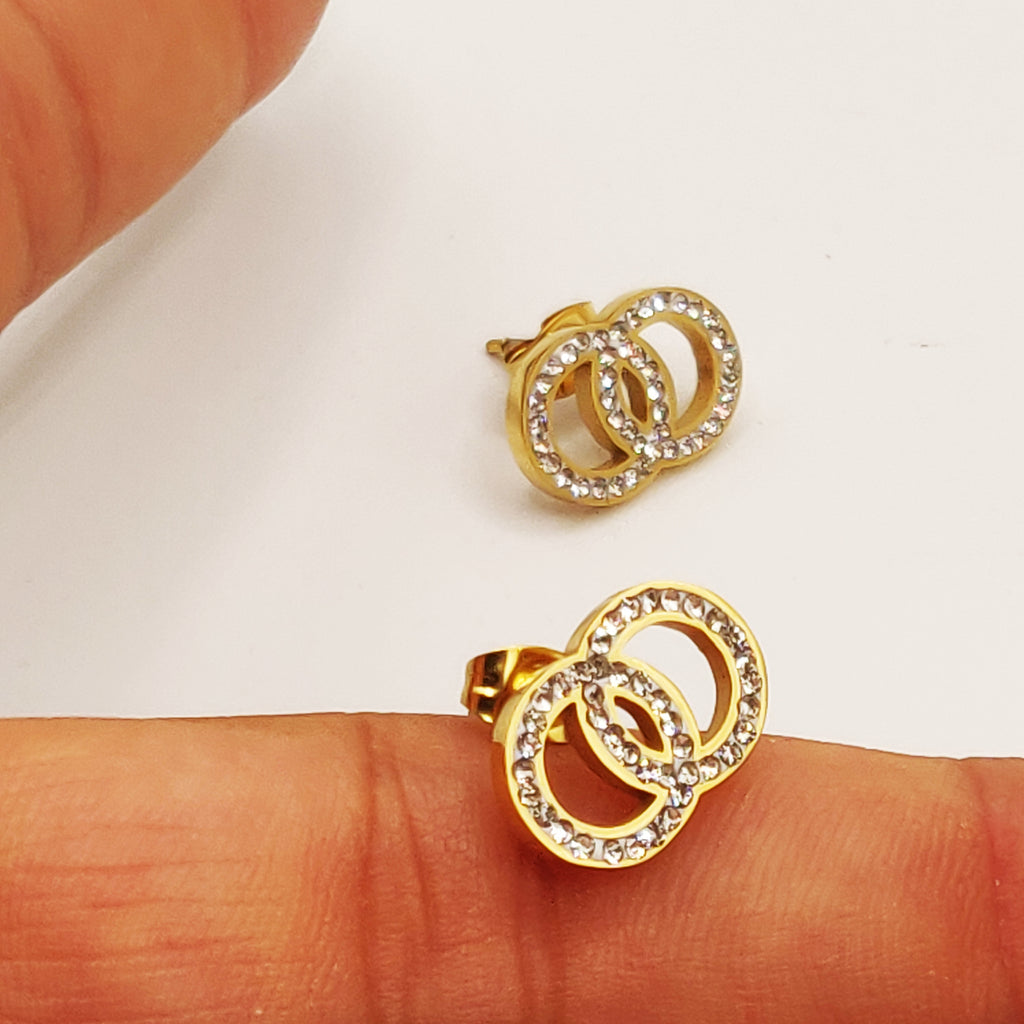 Boucles d'oreilles Double Cercles Croisés Luxe