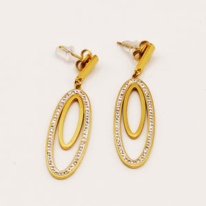 Boucles d'oreilles Double Ovales Cristaux