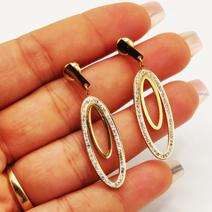 Boucles d'oreilles Double Ovales Cristaux