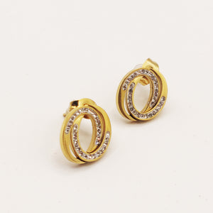 Boucles d'oreilles Double Ovales Croisés Cristaux