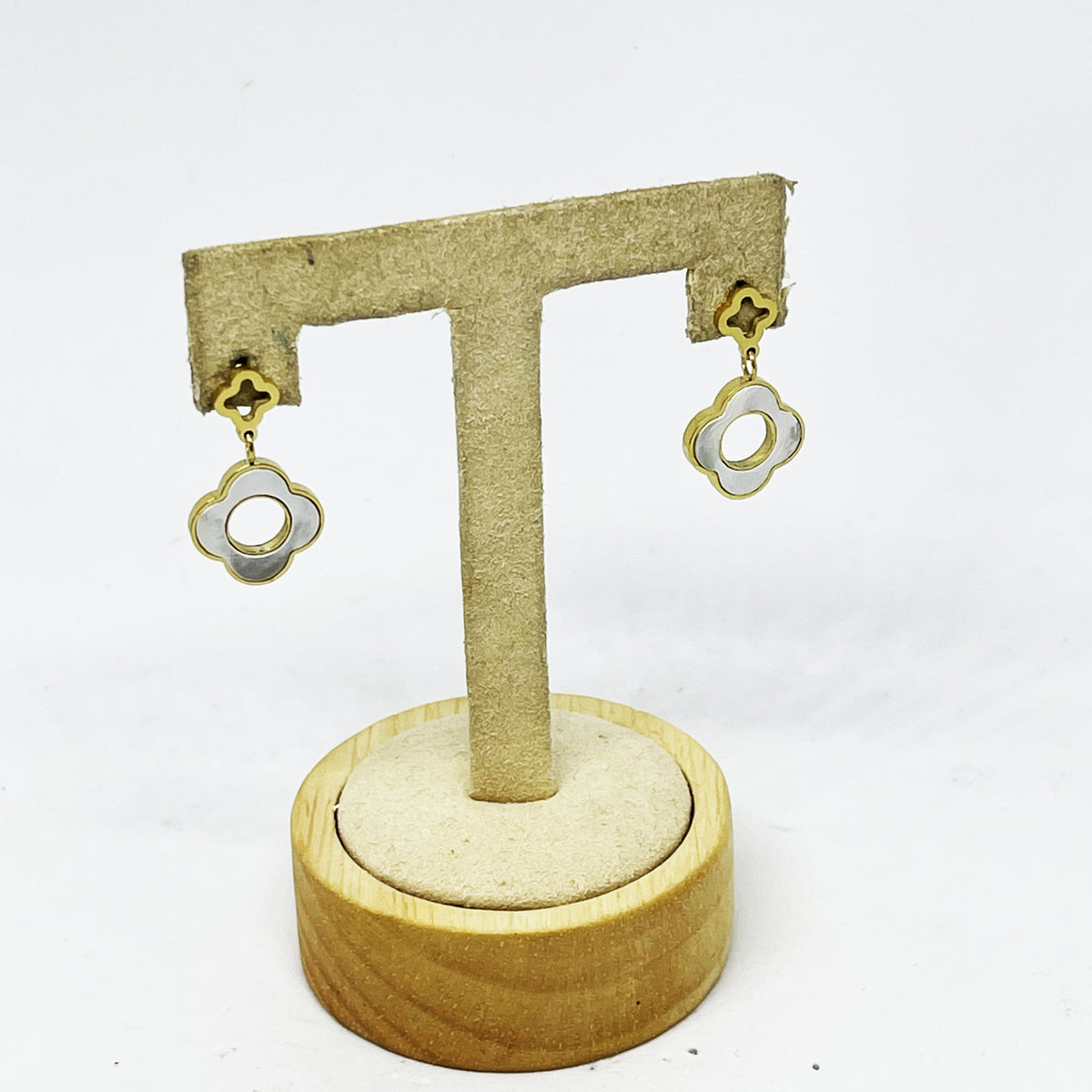 Boucles d'oreilles Double Trèfles Blanc Nacré