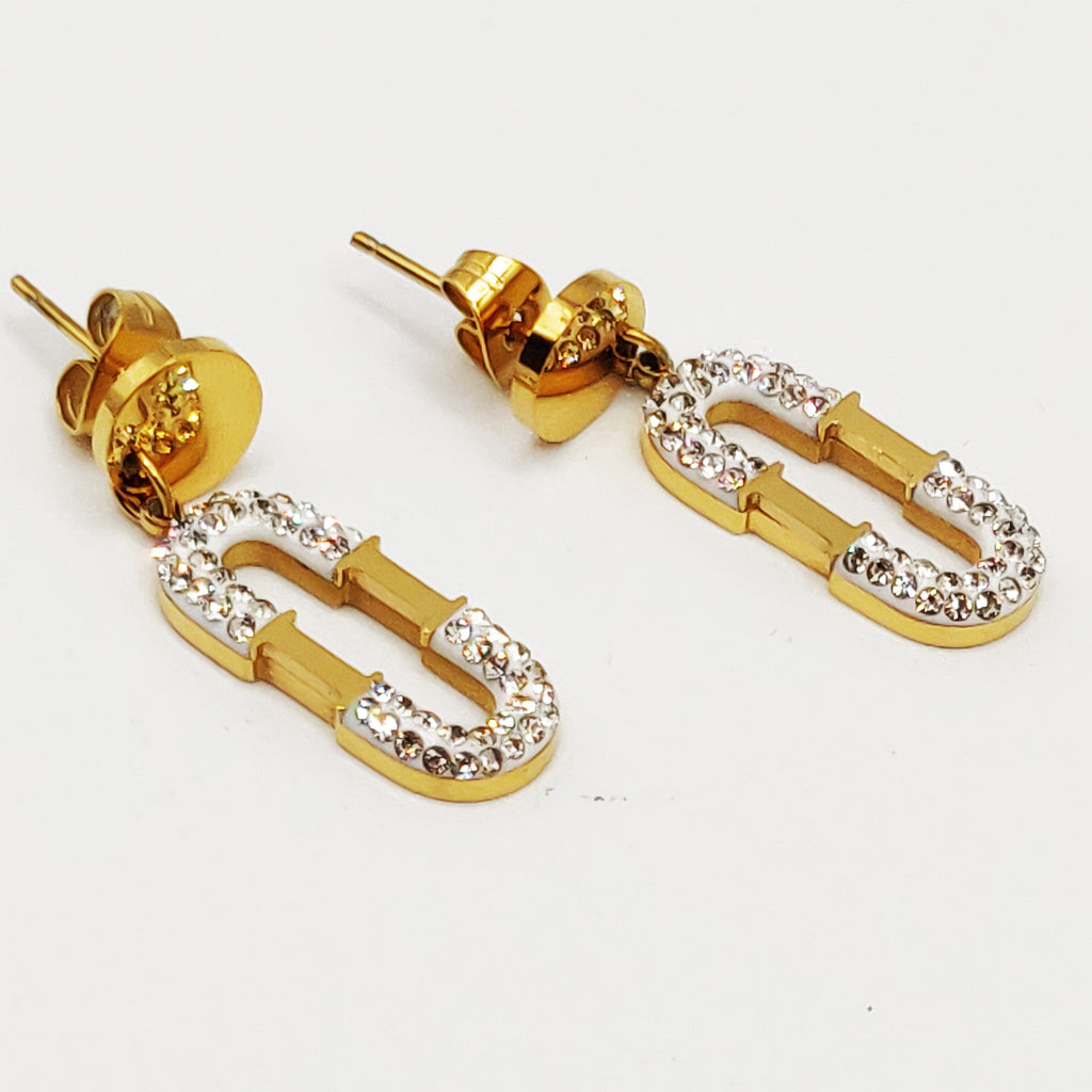 Boucles d'oreilles Double U Cristaux Luxe