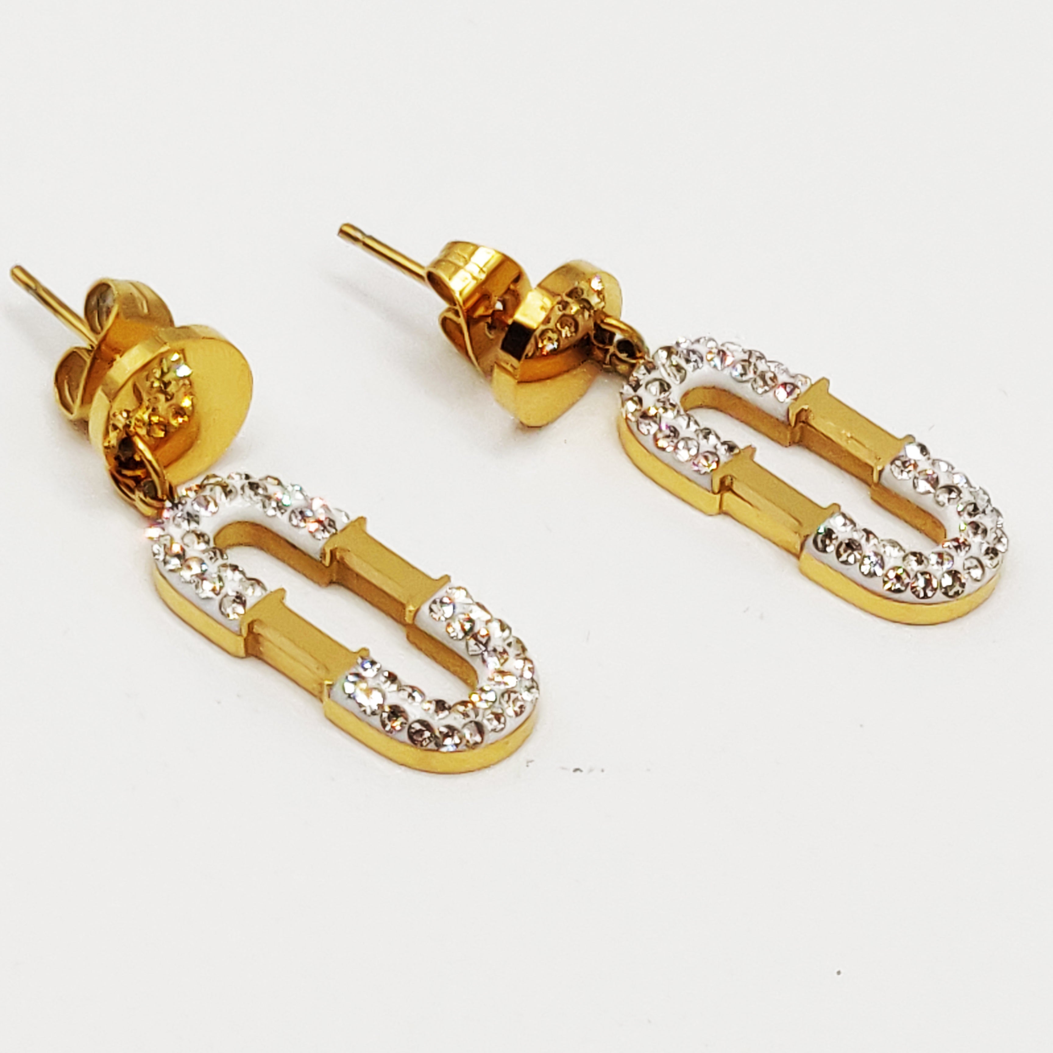 Boucles d'oreilles Double U Cristaux Luxe