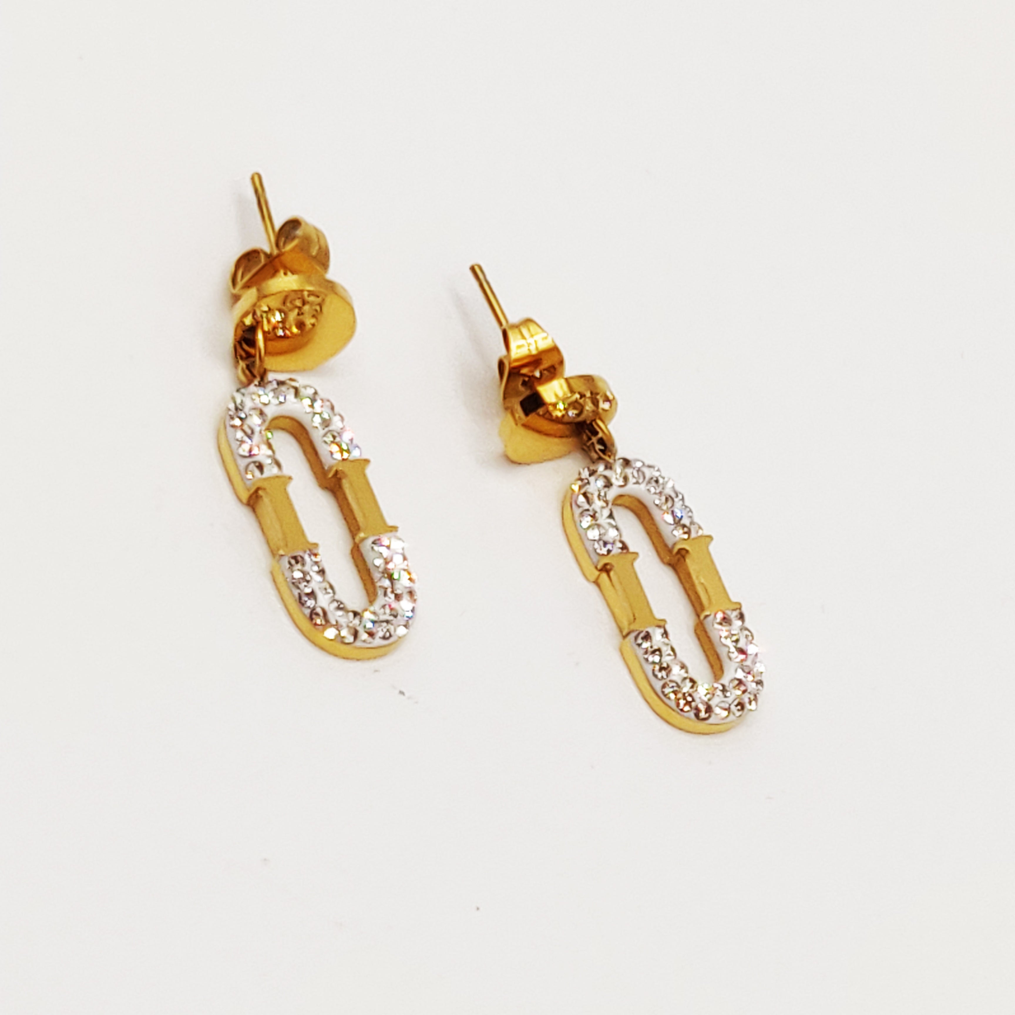Boucles d'oreilles Double U Cristaux Luxe