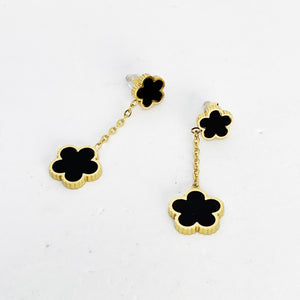 Boucles d'oreilles Double Marguerites Noires
