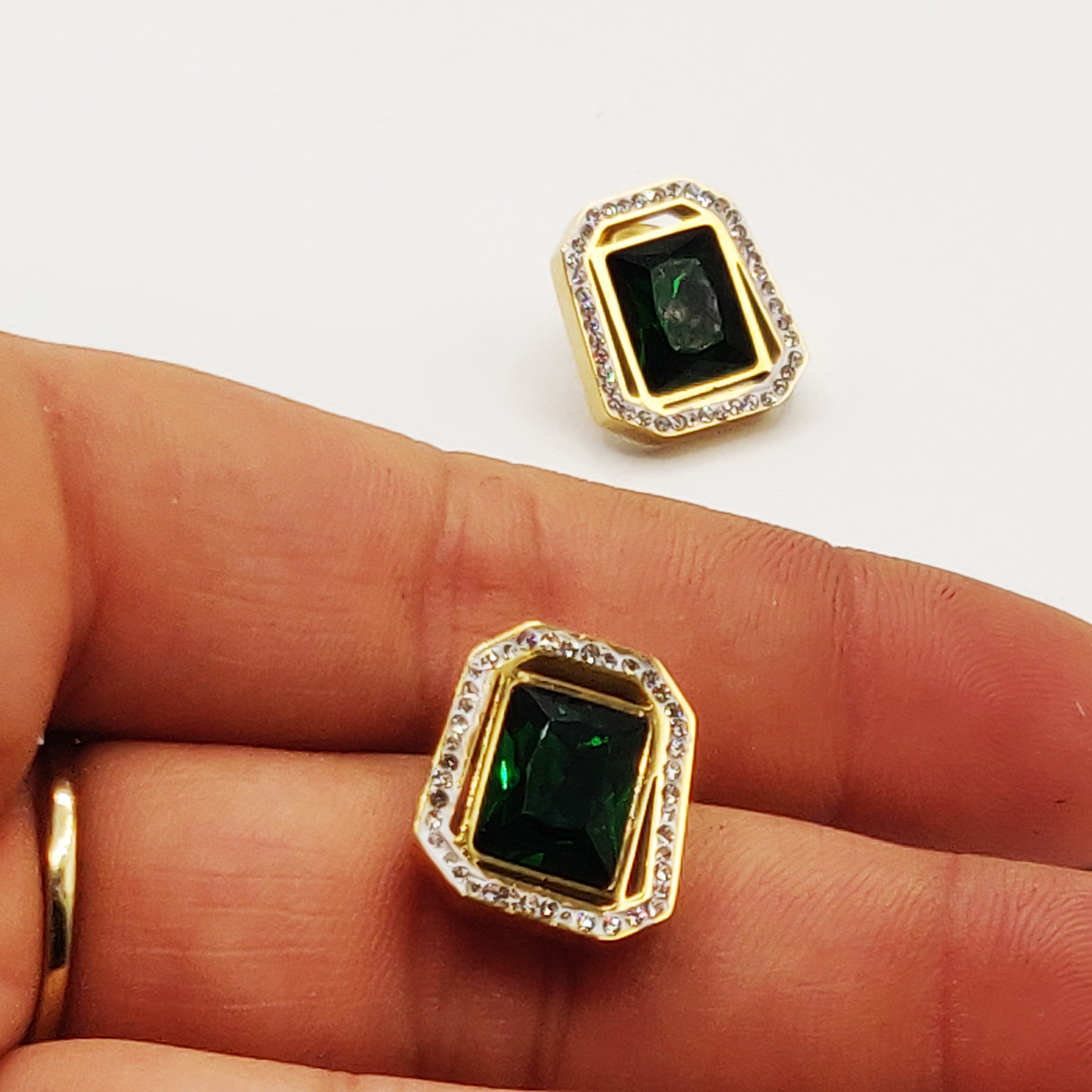 Boucles d'oreilles Cristaux Verts Luxe