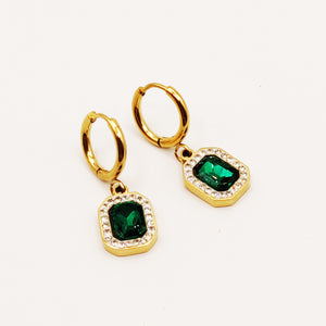 Boucles d'oreilles Tresse Émeraude Luxe
