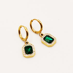 Boucles d'oreilles Tresse Émeraude Luxe