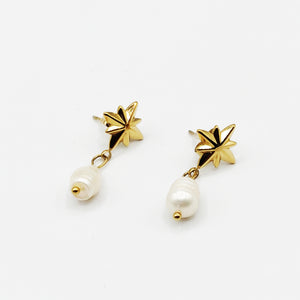 Boucles d'oreilles Étoiles et Perles Blanches
