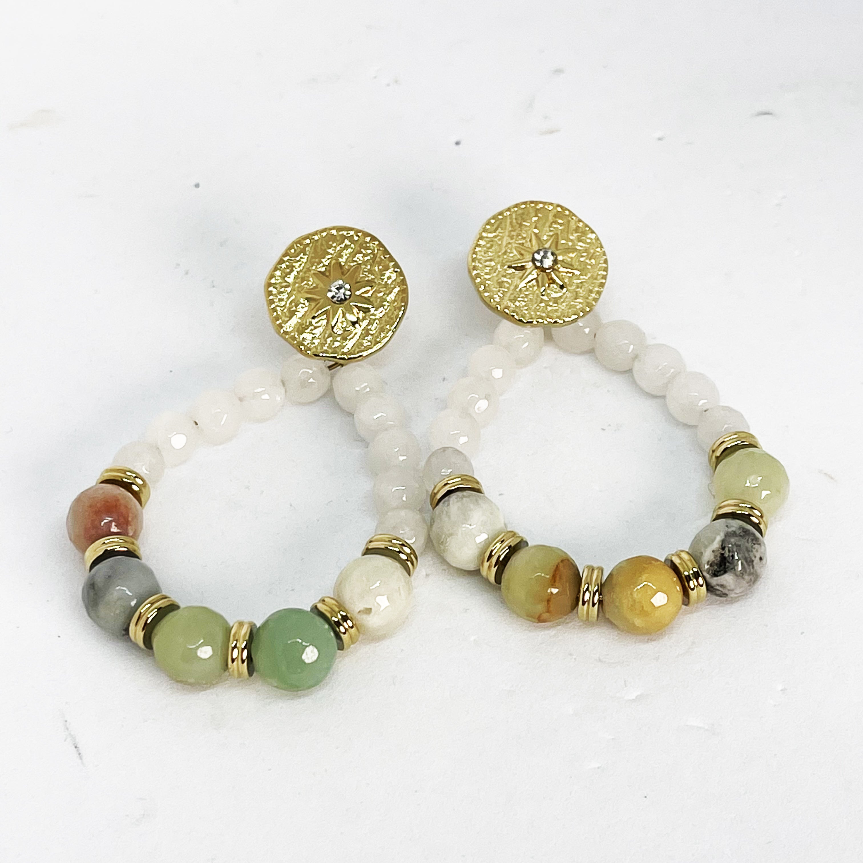 Boucles d'oreilles Étoiles et Perles Multicolores