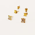 Boucles d'oreilles Étoiles Trèfles Blancs Nacrés Luxe 3 Trous