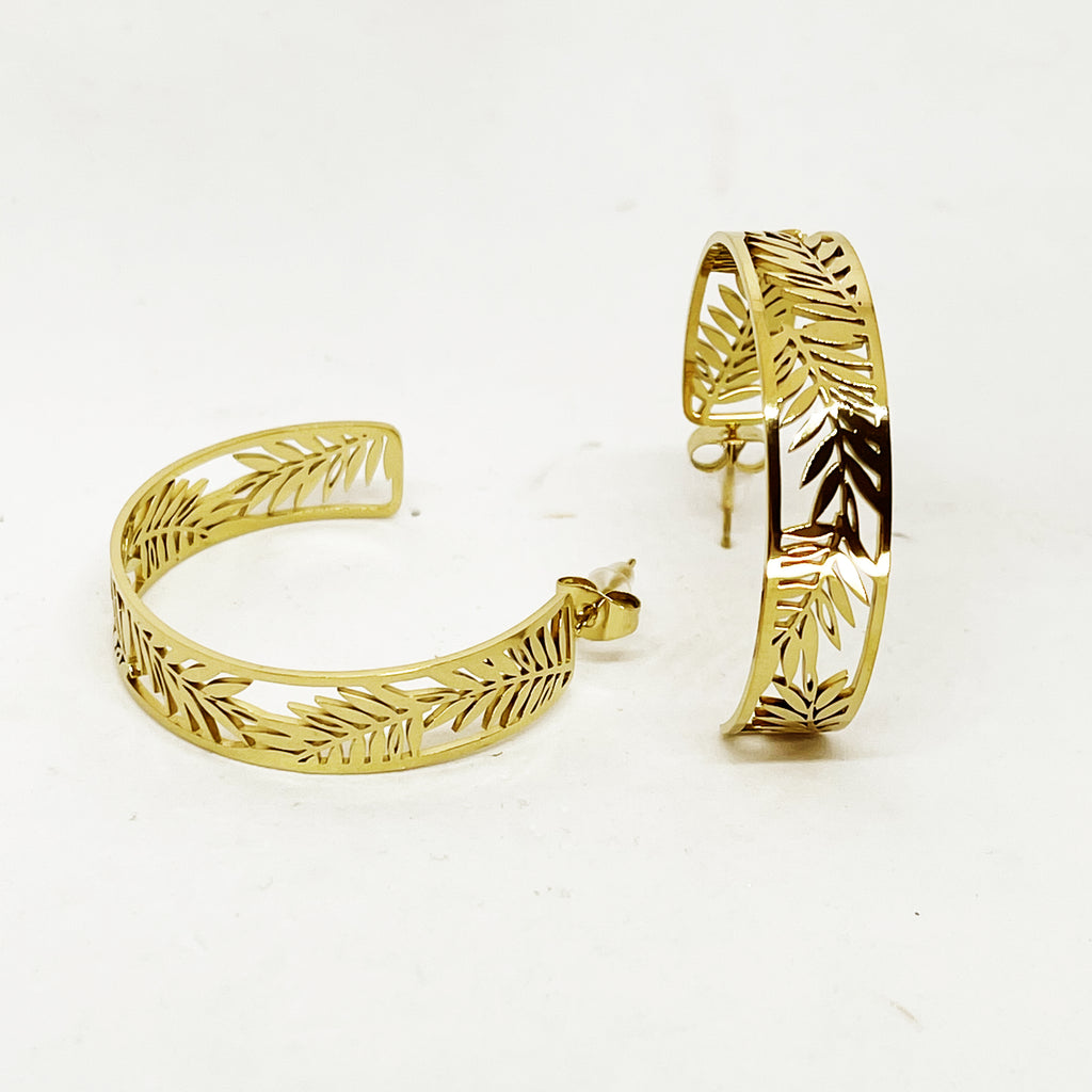 Boucles d'oreilles Feuilles Luxe