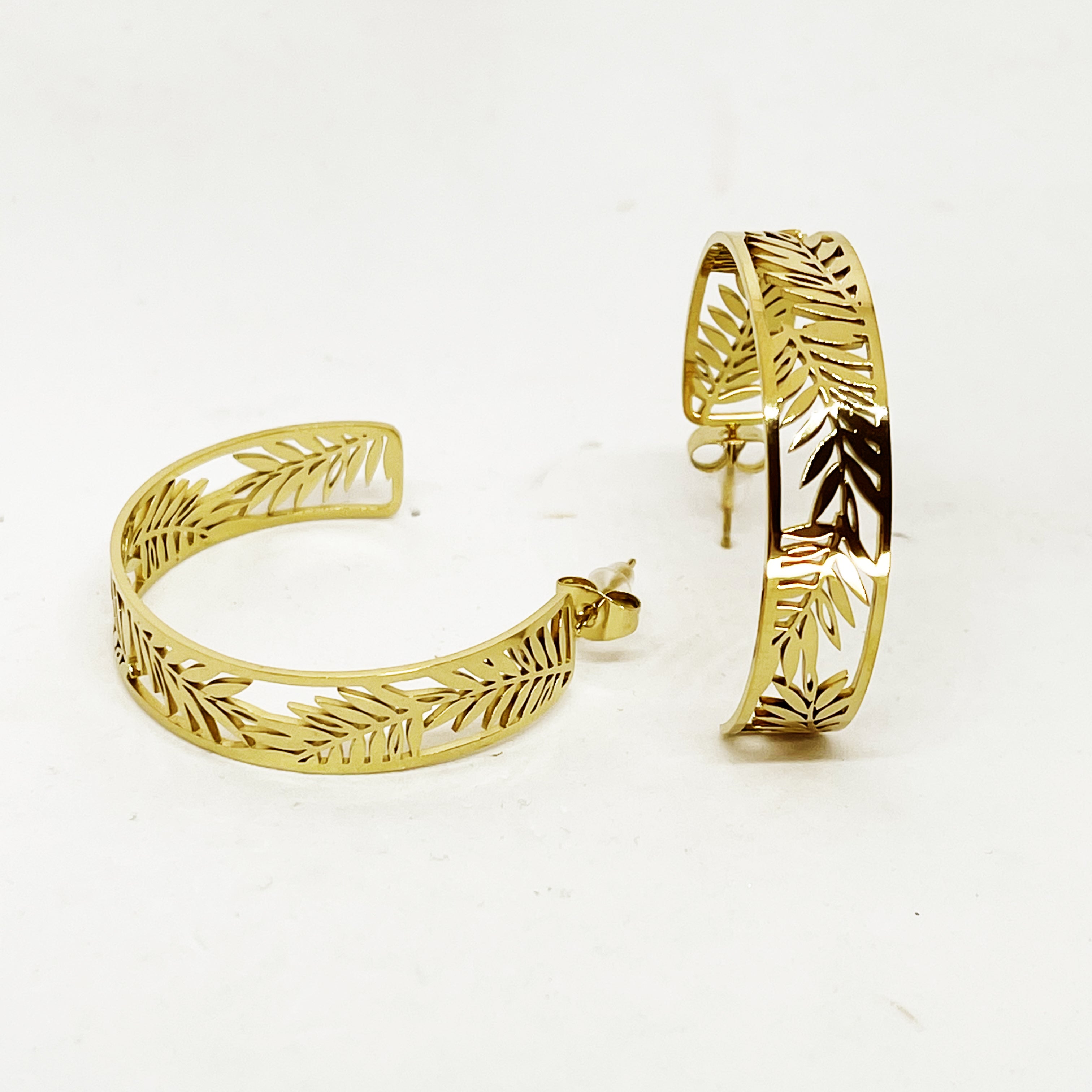 Boucles d'oreilles Feuilles Luxe
