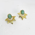 Boucles d'oreilles Feuilles et Perles Bleues