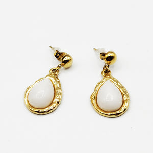 Boucles d'oreilles Gouttes Perles Blanches